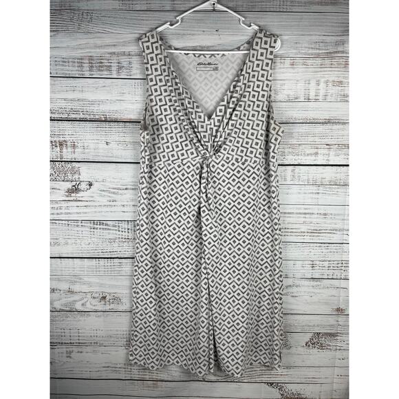 Eddie Bauer Julia Knot Midi Dress 2XL Gray Athleisure Vneck Stretch Vacation - Picture 1 of 9